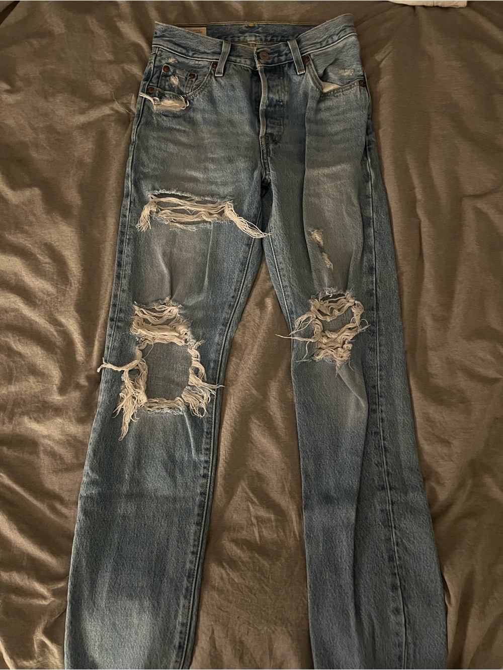 Levi's Light Blue Women's Straight-Leg Distressed Jeans